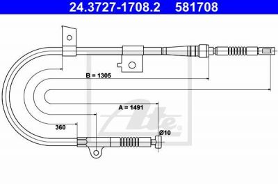ATE 24.3727-1708.2 трос, стояночная тормозная система на NISSAN PRIMERA (P10)