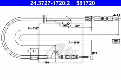 ATE 24.3727-1720.2 трос, стояночная тормозная система на NISSAN PRIMERA Traveller (WP11)