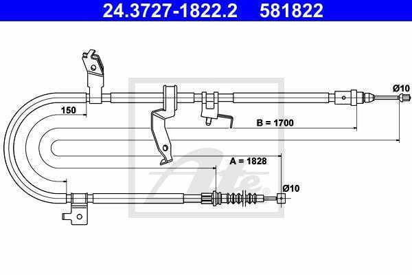 ATE 24.3727-1822.2 трос, стояночная тормозная система на MAZDA 5 (CR19)