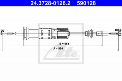 ATE 24.3728-0128.2 трос, управление сцеплением на VW CADDY II фургон (9K9A)