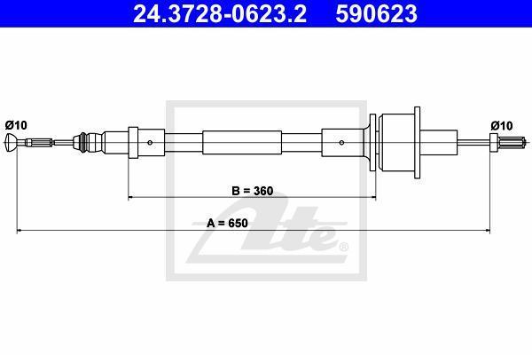 ATE 24.3728-0623.2 трос, управление сцеплением на FORD FIESTA фургон (FVD)
