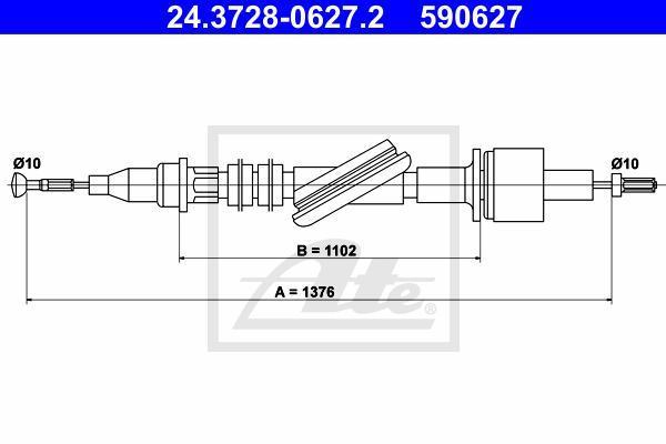 ATE 24.3728-0627.2 трос, управление сцеплением на FORD TRANSIT c бортовой платформой/ходовая часть (E_ _)