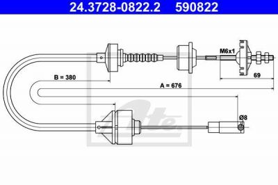 ATE 24.3728-0822.2 трос, управление сцеплением на PEUGEOT 306 (7B, N3, N5)