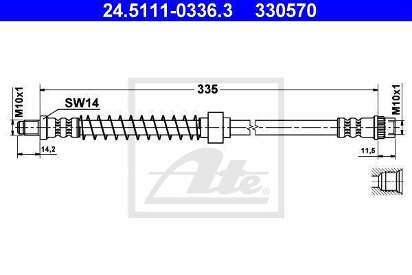 ATE 24.5111-0336.3 тормозной шланг на NISSAN KUBISTAR (X76)
