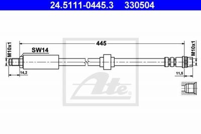 ATE 24.5111-0445.3 тормозной шланг на RENAULT LAGUNA I (B56_, 556_)