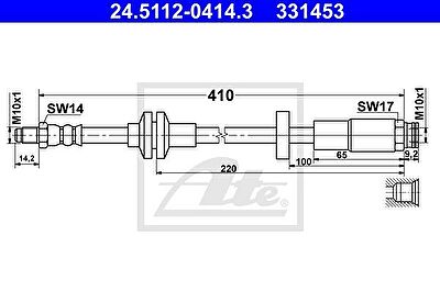 ATE 24.5112-0414.3 тормозной шланг на ALFA ROMEO GIULIETTA (940)