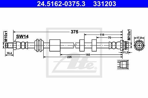 ATE 24.5162-0375.3 тормозной шланг на VOLVO V70 III (BW)