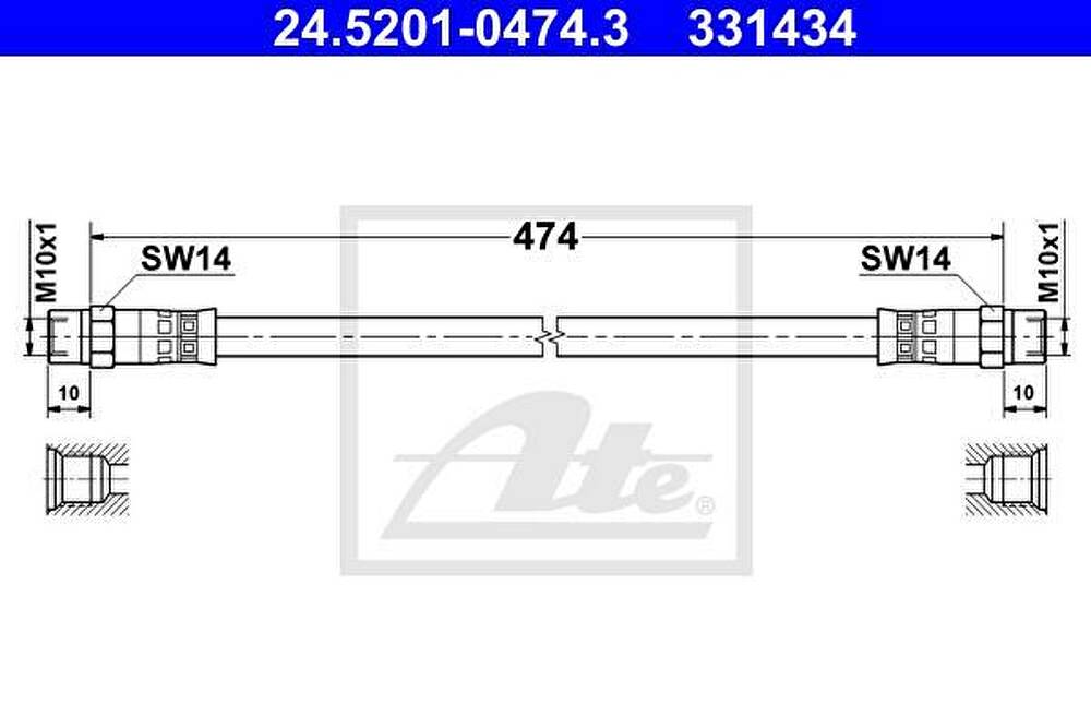 ATE 24.5201-0474.3 тормозной шланг на MERCEDES-BENZ T1 фургон (602)