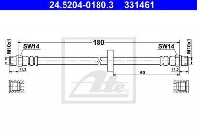 ATE 24.5204-0180.3 тормозной шланг на VW PASSAT Variant (3A5, 35I)