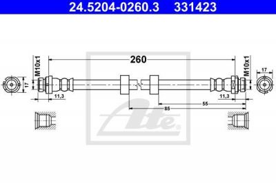 ATE 24.5204-0260.3 тормозной шланг на FORD FIESTA VI