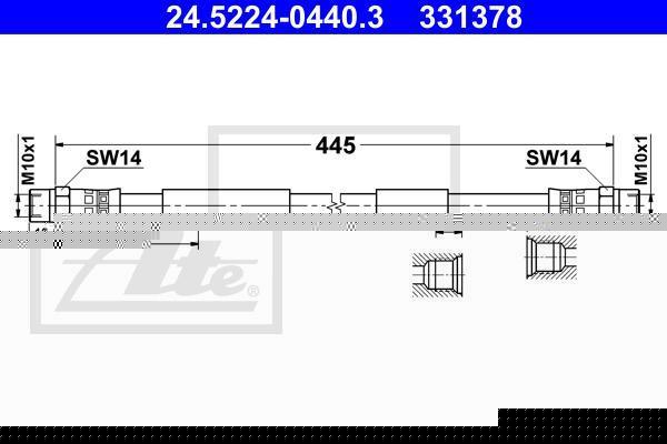 ATE 24.5224-0440.3 тормозной шланг на VW TRANSPORTER III автобус