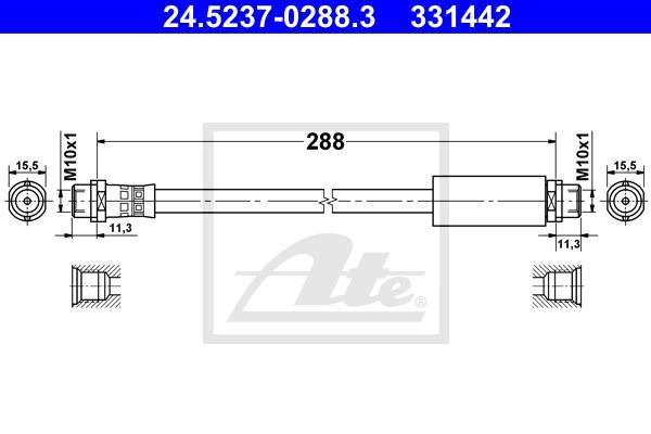 ATE 24.5237-0288.3 тормозной шланг на AUDI 90 (89, 89Q, 8A, B3)