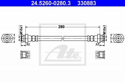 ATE 24.5260-0280.3 тормозной шланг на TOYOTA COROLLA Liftback (_E10_)