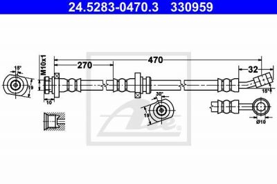 ATE 24.5283-0470.3 тормозной шланг на NISSAN ALMERA I (N15)
