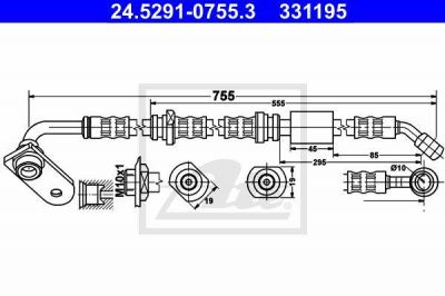 ATE 24.5291-0755.3 тормозной шланг на SUZUKI GRAND VITARA II (JT)