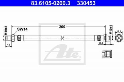 ATE 83.6105-0200.3 тормозной шланг на AUDI A4 Avant (8D5, B5)