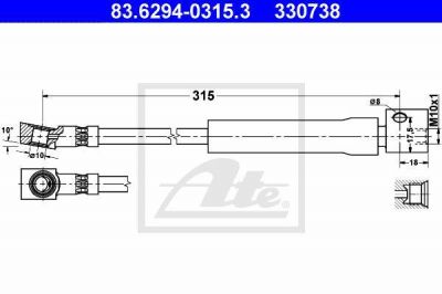 ATE 83.6294-0315.3 тормозной шланг на OPEL KADETT E фургон (37_, 47_)