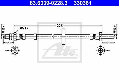 ATE 83.6339-0228.3 тормозной шланг на FORD ORION II (AFF)