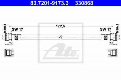ATE 83.7201-9173.3 тормозной шланг на FIAT PUNTO (188)