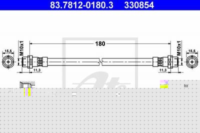 ATE 83.7812-0180.3 тормозной шланг на SKODA SUPERB (3U4)