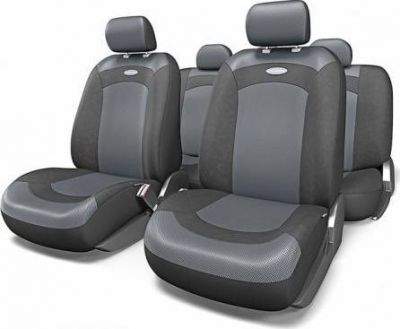 Авточехлы EXTREME, велюр+сетч. ткань, 8 предм., 3 молнии, чёрый, разм. М, 1/5
