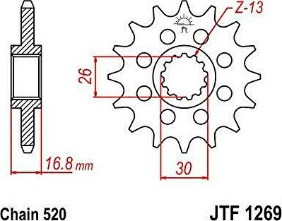 BIKE ALERT Звезда цепного привода (JTF 1269 16)