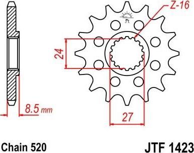 BIKE ALERT Звезда цепного привода (JTF 1423.17)