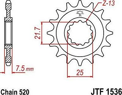 BIKE ALERT Звезда цепного привода (JTF 1536 16)