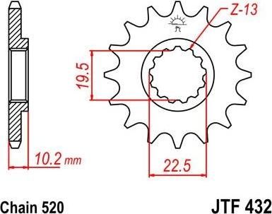 BIKE ALERT Звезда цепного привода (JTF 432 13SC)