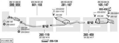 Bosal 012.950.09 система выпуска ог на AUDI A6 Avant (4B5, C5)