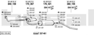 Bosal 052.193.66 система выпуска ог на MERCEDES-BENZ T1 c бортовой платформой/ходовая часть (601)