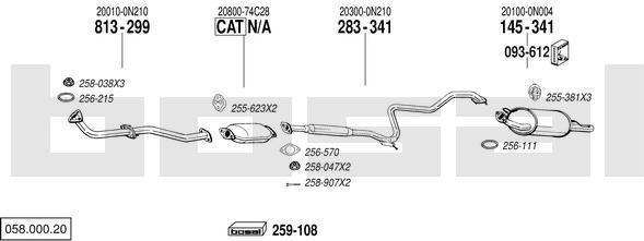 Bosal 058.000.20 система выпуска ог на NISSAN ALMERA I (N15)