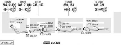 Bosal 060.287.00 система выпуска ог на OPEL KADETT E (39_, 49_)
