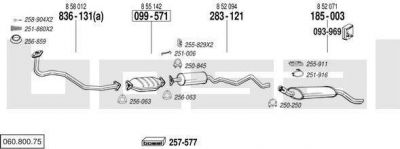 Bosal 060.800.75 система выпуска ог на OPEL KADETT E Combo (38_, 48_)