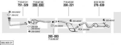 Bosal 066.900.01 система выпуска ог на RENAULT LAGUNA I (B56_, 556_)