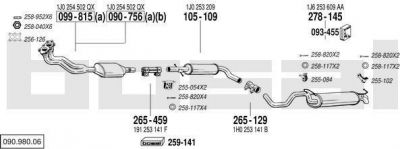 Bosal 090.980.06 система выпуска ог на VW GOLF IV (1J1)