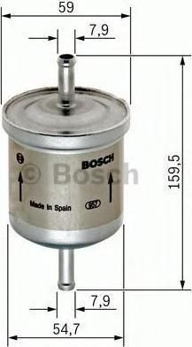 BOSCH Фильтр топливный CHEVROLET Epica/Lacetti/Lanos/Leganza/Matiz (25121074, 0 450 905 969)