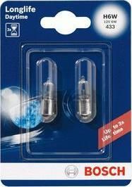 BOSCH Лампа (к-т 2шт.) H6W 12V 6W, DAYTIME, (блистер) (H6W, 1987301061)