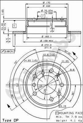 Brembo 08.2272.20 тормозной диск на 5 (E12)