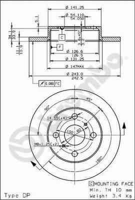 Brembo 08.3110.10 тормозной диск на TOYOTA TERCEL (AL2_)