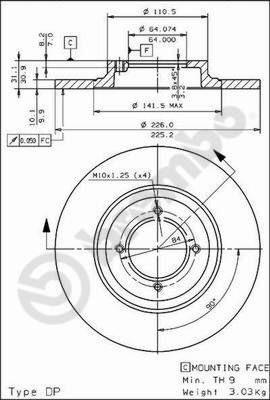Brembo 08.4415.10 тормозной диск на TOYOTA STARLET универсал (KP6_)