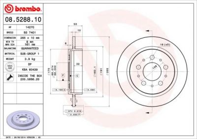 BREMBO (561 506 J) Диск торм зад VOLVO 740-960 (561506J, 08.5288.10)