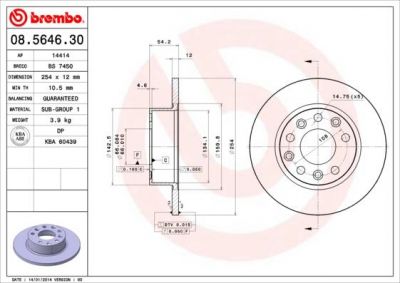 Brembo 08.5646.30 тормозной диск на RENAULT 25 (B29_)
