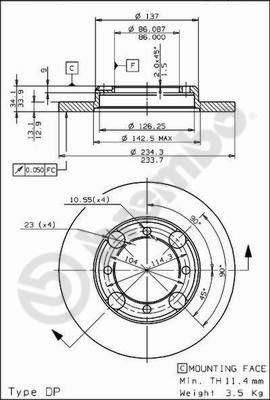 Brembo 08.7072.10 тормозной диск на MITSUBISHI LANCER IV (C6_A, C7_A)