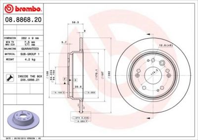 BREMBO Диск тормозной Honda CR-V II (RD_) 2.0 (08.8868.20)