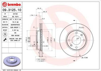 Brembo 09.3125.10 тормозной диск на PEUGEOT 205 II (20A/C)