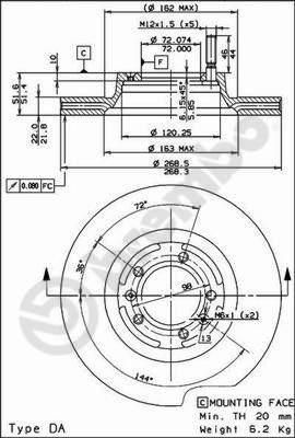 Brembo 09.4115.10 тормозной диск на ALFA ROMEO 75 (162B)