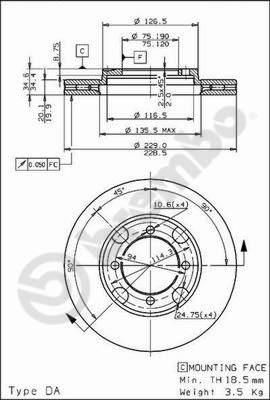 Brembo 09.5214.10 тормозной диск на MAZDA 626 II (GC)