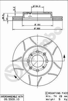 BREMBO Диск торм.пер.вент. Civic 1.4-2.0 89-01 45251SK7A00 (561630J, 09.5509.75)