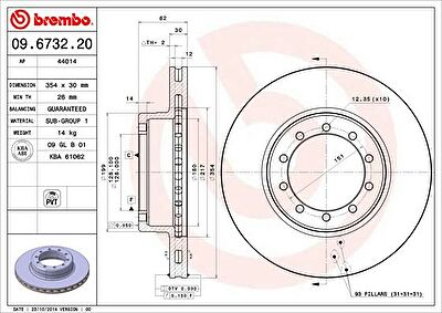 Brembo 09.6732.20 тормозной диск на RENAULT TRUCKS Midliner